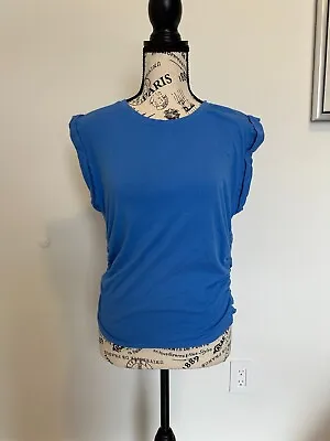 Zara Ruched Blue Muscle Dolman T-Shirt Size Medium (Fits Like Small) • $10