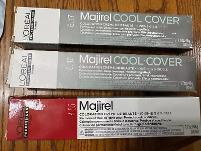 Loreal NEW Lot Of 3 Tubes Majirel Cool Cover 6.17 And 4.55 Hair Color 1.7oz • $1