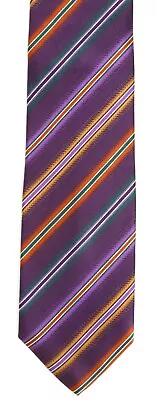 Bugatchi Mens Purple Multicolor Striped Silk Tie L16422 • $78.21