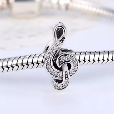 S925 Music Note Sterling Silver Charm Pendant Bead For European Bracelet Bangle • £4.20