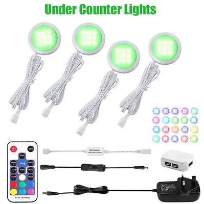 Under Counter Lights Kitchen Mit RemoteWardrobe Lights 1200Lm LED Puck Light • £31.19