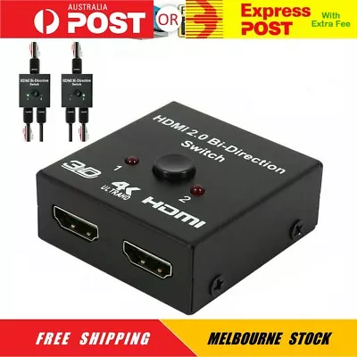 4K HDMI Switch 2 Ports Bi-directional UHD 1080P 3D HDMI Switcher Splitter 2 Way • $12.95