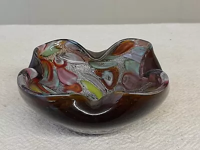 Antique VINTAGE 1950 1960s TUTTI FRUTTI MURANO ITALIAN ART GLASS BOWL • $57.95