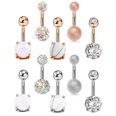 $3.94 • Buy 5Pcs Belly Button Rings Surgical Steel Crystal Navel Rings Body Piercing Jewelry