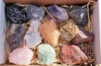 Assorted Mixed Rough Gemstones 300grams 30-40mm Rough Mix Raw Crystal Gift. • £15.49