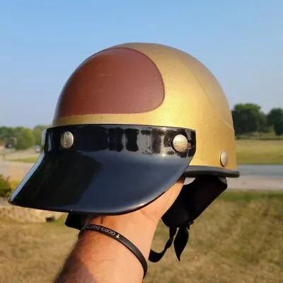 Vintage 1960s 70s BUCO State Police Trooper Riot Motorcycle Half 1/2 Helmet Gold • $275