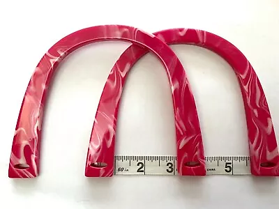 Pair (2) U Shaped Bag Handles For Knitting Or Sewing (Marbled Pink) • £6.99