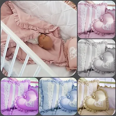 Luxury Baby Cot Quilt Cushions Lace • £39