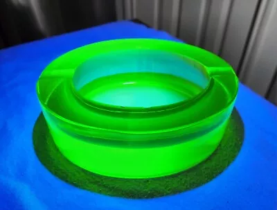 HUGE Vintage 4LB Uranium Vaseline Cigar Glowing Oval Glass Ashtray • $46