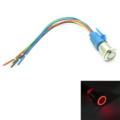 Waterproof Metal Push Button Switch LED Ring Halo Light 16mm 12V 24V +Connector  • $5.99