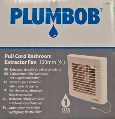 Extractor Fan Plumbob 100mm 4  Inch Pull Cord Bathroom Low Noise Toilet NEW • £12.95