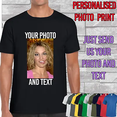 Mens Printed T Shirts Photo Personalised Printing Design Logo Top Custom Image  • £10.99