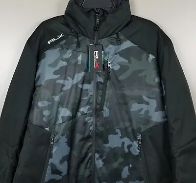 Rlx Ralph Lauren Insulated Hooded Golf Jacket Black Camo $398 New  (size Xl) • $161.99