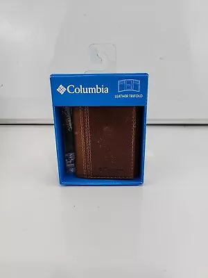 New Columbia Men's Coated Leather Trifold Brown Color MSRP $38 • $14.99