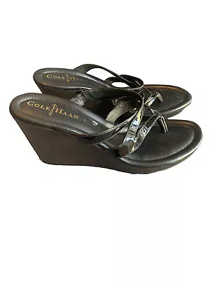 COLE HAAN Mules Sandals Wedge Heel Black Women Shoes Size UK4.5B • £20