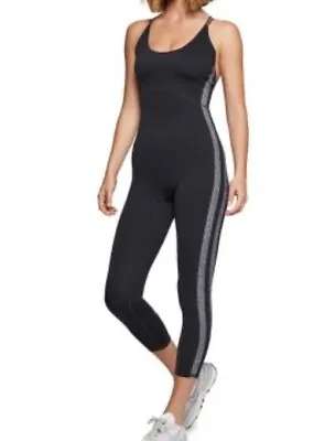 4 Laps Sz S Elevate Jumpsuit Black Grey Stripes Workout Gym Wear New NWT • £48.19