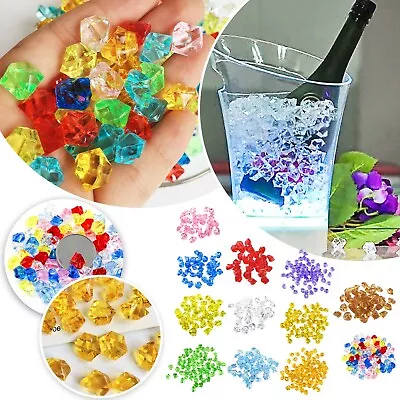 50-100pcs Multicolored Fake Crushed Ice Rock Plastic Gems Acrylic Vase Fillers • £1.91