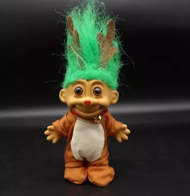 Vintage Russ Troll 6  Doll Rudolph Red Nosed Reindeer Green Hair 90's Holidays • $11