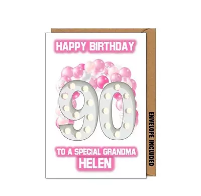 Personalised 90th Birthday Card Mum Nan Gran Great Aunty Sister Cousin AIQ • £2.99