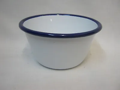 2 X Falcon White Enamel Pudding Basin Bowl With Blue Trim 10cm Small • £10.99