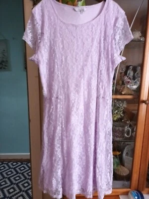 £3.50 • Buy Peacocks Dress Size16/ 18.lilac Colour.lace Over Dress. Knee Lenth