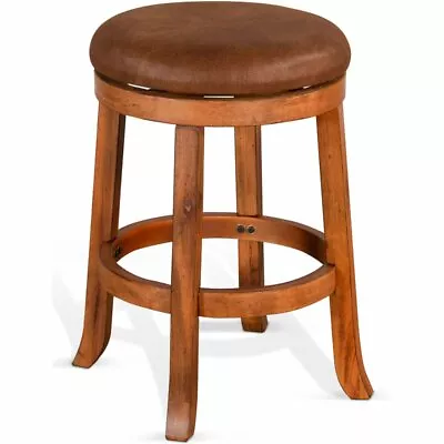 Sunny Designs Sedona 24  Mahogany Wood Backless Swivel Stool In Rustic Oak • $149.99