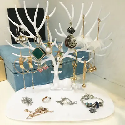 Jewelry Display Deer Tree Stand Rack Earrings Necklace Rings Holder Tray Decor- • £3.93