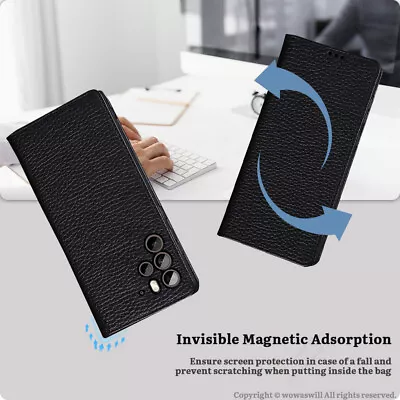 Book Style Flip Genuine Leather Case Magnetic Cover For HTC U23/U23 Pro • $32.99