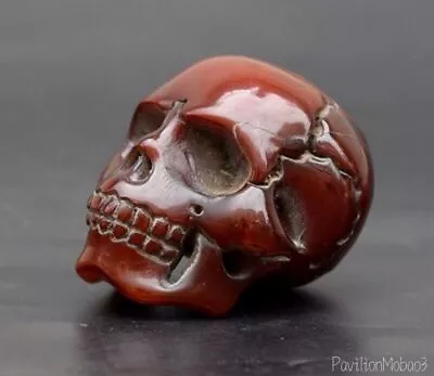 Natural Horn Carved Skull Statue Fugurine Collectables Chain Pendant Bead • $39.27