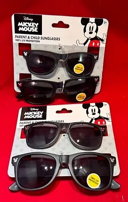 2 Sets Mickey Mouse Sunglasses / 2 Adult And 2 Kids / Black 100% UV Disney NEW! • $16.95