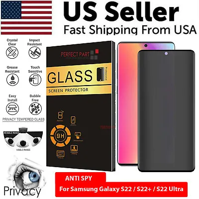 $6.89 • Buy For Samsung Galaxy S22 Ultra/+ Anti-Spy Privacy Tempered Glass Screen Protector