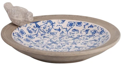 £32.99 • Buy Esschert Design Aged Ceramic Bird Bath With A Sitting Bird 