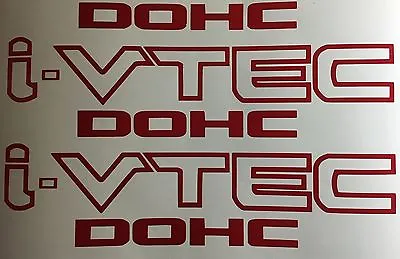 I-VTEC DOHC 2x Red Vinyl Decal Stickers Honda Civic Emblem  FREE SHIPPING • $3.95