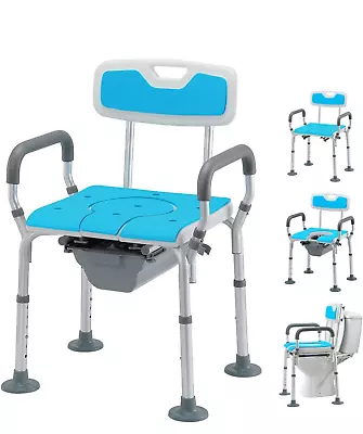 HEAO 4 In 1 Heavy Duty Bedside Commode With Arms And Back 400lbs Medical Commod • $110