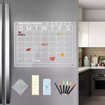 12x16 Inch Acrylic Magnetic Calendar Dry Erase Planning Board For Refrigerator • $13.68