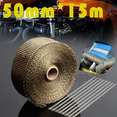 2  X 50ft Titanium Header Turbo Pipe Manifold Exhaust Heat Wrap Roll Tape + Ties • $22.59