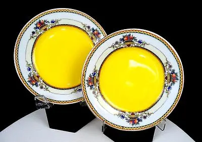 Victoria Czech Porcelain Fruit Basket & Yellow 2 Pc 6 3/8  Bread Plates 1918-39 • $17.47