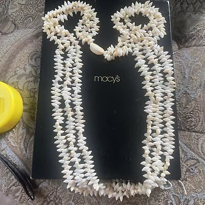 Unique Vintage Aboriginal Tasmanian 3 Strand Marineer Shell Long Necklace • $53