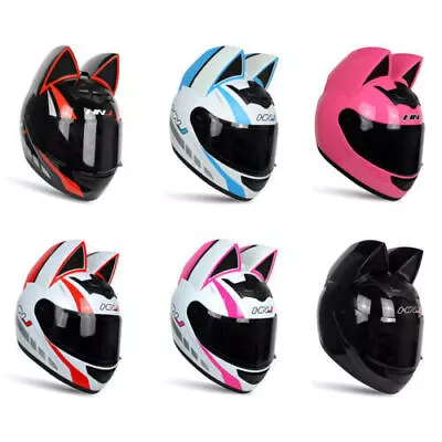 Removable Cat Ear Helmet Motorcycle Winter Full Face Motocross Helmets DOT Gift • $125.95