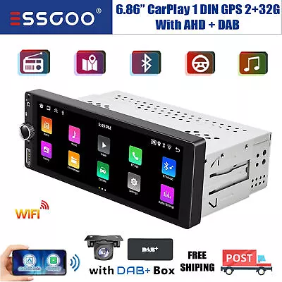 DAB+ Single 1DIN Apple CarPlay Car Stereo Radio Bluetooth 5.1 FM IPS Screen +AHD • $174.99