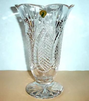 Waterford Crystal Seahorse 10  Footed Vase Scalloped Top Edge #108095 New • $348.90