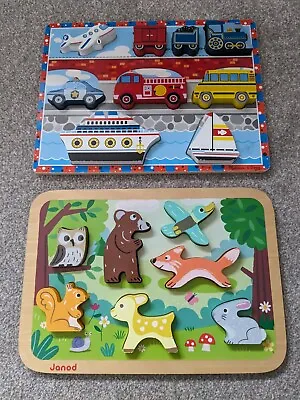 Melissa And Doug / Janod Puzzles X 2 - Woodland Animals And Vehicles • £10