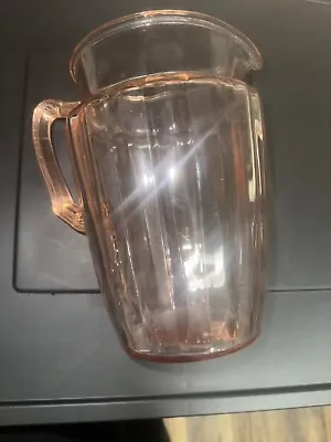 Vintage Anchor Hocking Optic Pink Depression Glass Pillar  Pitcher • $35