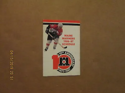 AHL Maine Mariners Vintage Defunct 1986-87 Team Logo Hockey Pocket Schedule • $15