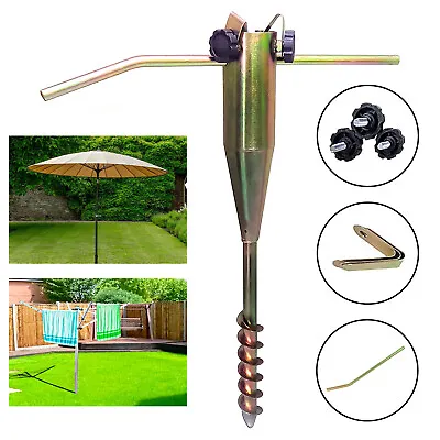 Heavy Duty Steel Screw In Ground Spike Parasol Airer Rotary Washing Line Stand • £9.85