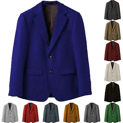 Mens Blazer Jacket Herringbone Tweed Coats Tuxedo Vintage Wedding Groom 42 44 46 • $49.99
