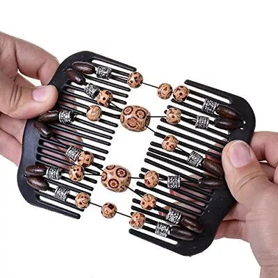 Women Magic Hair Combs Wood Beaded Stretch Double Side Combs Clips Bun Maker ... • $14.17