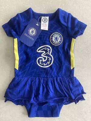 Chelsea Fc Baby Girl Home Kit 21/22 Tutu Bodysuit Age 3-6 Months *new With Tag* • £9.99