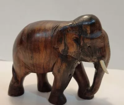 Vintage Hand Carved Solid Wood Elephant Figurine  • $46.25