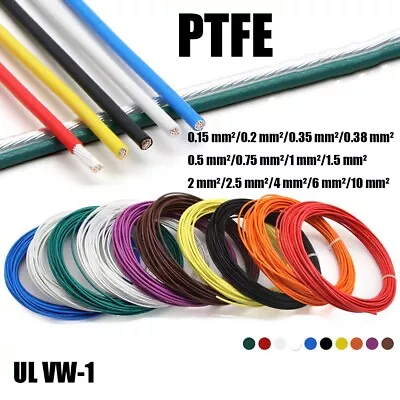 PTFE Insulated Silver Plated Copper Cable 0.15mm² ~10mm² Electronic Hook-up Wire • £15.88